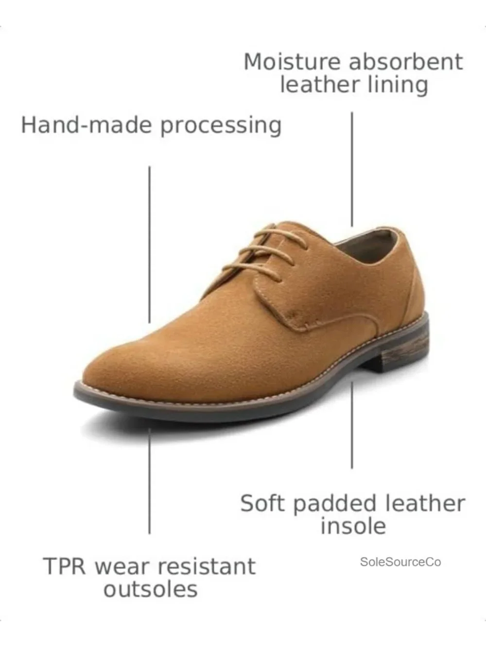 Mens Suede Lace Up Oxfords Wingtip Dress Shoes